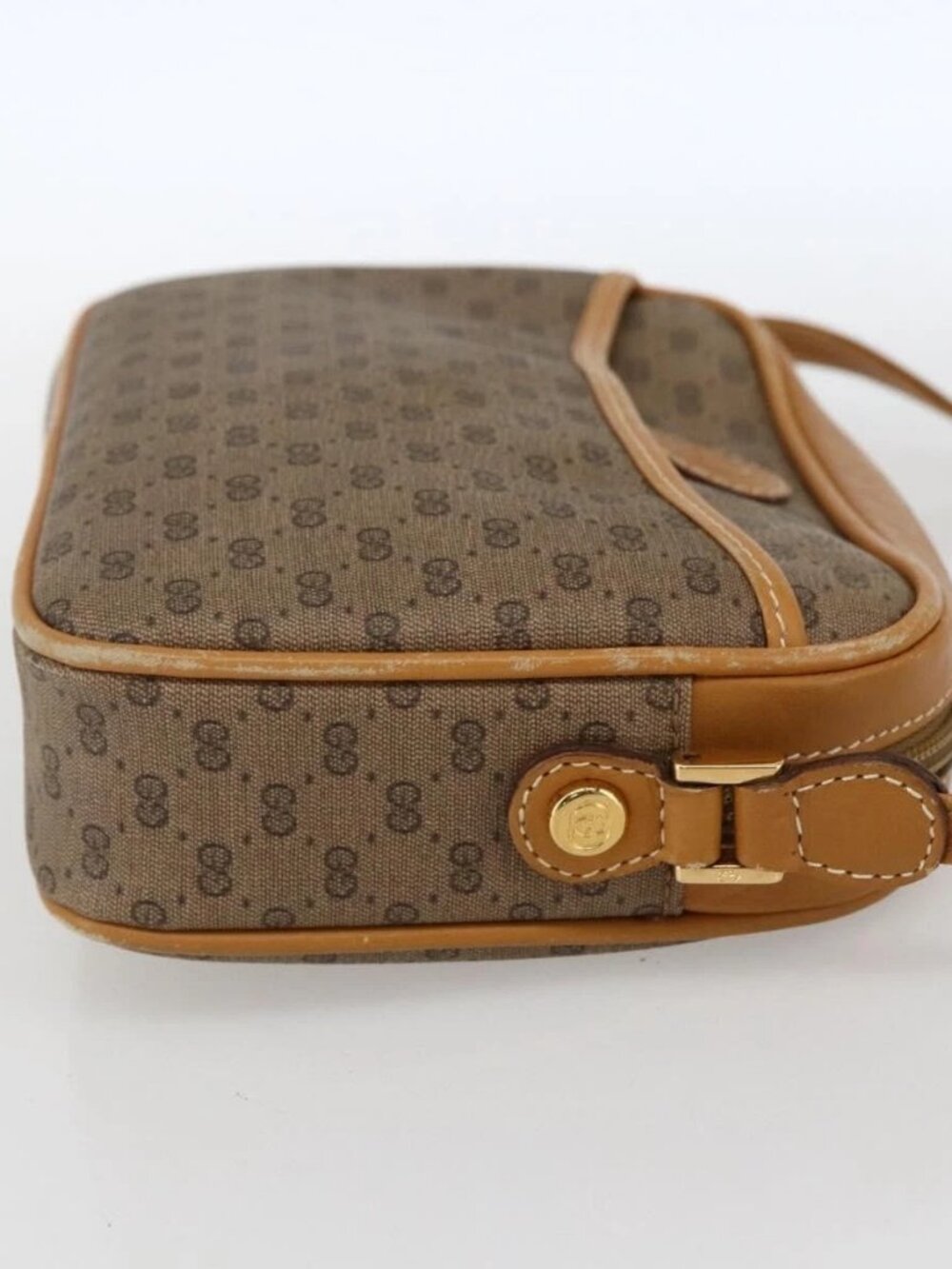 GUCCI Micro GG Supreme Shoulder Bag PVC Beige Gold Auth BA10759 - Picture 5 of 14